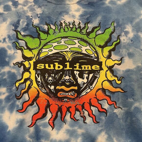 Sublime Tour Blue Tie Dye Sweatshirt Size Medium Y2K Grunge Crew Neck EUC - Picture 2 of 7